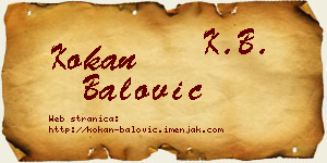 Kokan Balović vizit kartica